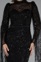Abendkleid Lang Perlenbesetzt Schwarz ABU5152