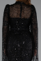 Abendkleid Lang Perlenbesetzt Schwarz ABU5152