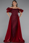 Abendkleid Lang Perlenbesetzt Weinrot ABU5154