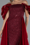 Abendkleid Lang Perlenbesetzt Weinrot ABU5154