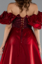 Abendkleid Lang Perlenbesetzt Weinrot ABU5154