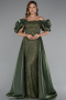Abendkleid Lang Perlenbesetzt Khaki ABU5154