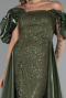 Abendkleid Lang Perlenbesetzt Khaki ABU5154
