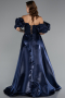 Abendkleid Lang Perlenbesetzt Marineblau ABU5154