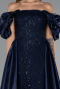Abendkleid Lang Perlenbesetzt Marineblau ABU5154