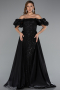 Abendkleid Lang Perlenbesetzt Schwarz ABU5154