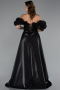 Abendkleid Lang Perlenbesetzt Schwarz ABU5154