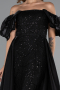 Abendkleid Lang Perlenbesetzt Schwarz ABU5154