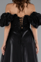 Abendkleid Lang Perlenbesetzt Schwarz ABU5154