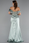 Minzgrün Abendkleid Satin Lang ABU5130