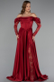 Weinrot Standesamtkleid Satin Lang ABU5054