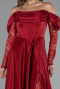 Weinrot Standesamtkleid Satin Lang ABU5054