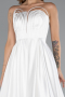 Weiß Abschlusskleid Satin Lang ABU5105