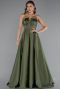 Khaki Abschlusskleid Satin Lang ABU5105