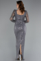 Abendkleid Lang Perlenbesetzt Grau ABU5165