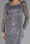 Abendkleid Lang Perlenbesetzt Grau ABU5165
