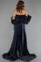 Abendkleid Lang Perlenbesetzt Marineblau ABU5169