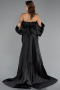 Abendkleid Lang Perlenbesetzt Schwarz ABU5169