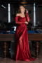 Weinrot Standesamtkleid Satin Lang ABU5054