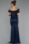 Abendkleid Lang Perlenbesetzt Marineblau ABU5183