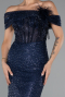 Abendkleid Lang Perlenbesetzt Marineblau ABU5183