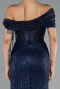 Abendkleid Lang Perlenbesetzt Marineblau ABU5183