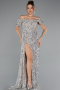 Beige Abendkleid Schuppig Lang ABU4843