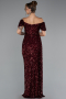 Weinrot Abendkleid Schuppig Lang ABU4843