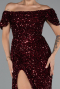 Weinrot Abendkleid Schuppig Lang ABU4843