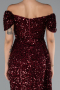Weinrot Abendkleid Schuppig Lang ABU4843