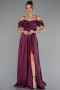 Pflaume Abschlusskleid Satin Lang ABU4703