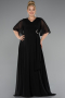Abendgarderobe in Großen Größen Lang Chiffon Schwarz ABU5180