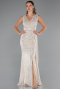 Beige Abendkleid Schuppig Lang ABU3201