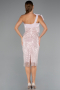 Abendkleid Midi Perlenbesetzt Puder ABK2424