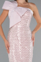 Abendkleid Midi Perlenbesetzt Puder ABK2424