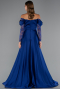 Sächsischblau Standesamtkleid Satin Lang ABU5054