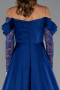 Sächsischblau Standesamtkleid Satin Lang ABU5054
