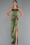 Khaki Abschlusskleid Satin Lang ABU3474