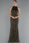 Dunkles Khaki Abendkleid Lang ABU4791
