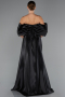 Abendkleid Lang Perlenbesetzt Schwarz ABU5234