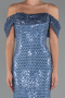 Abendkleid Lang Perlenbesetzt Indigo ABU5239