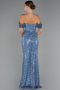 Abendkleid Lang Perlenbesetzt Indigo ABU5239