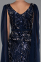 Abendkleid Lang Perlenbesetzt Marineblau ABU5248