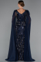 Abendkleid Lang Perlenbesetzt Marineblau ABU5248