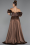 Abendkleid Lang Perlenbesetzt Braun ABU5154