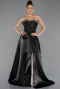Abendkleid Lang Satin Schwarz ABU5264