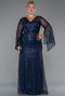 Abendkleid in Übergröße Lang Perlenbesetzt Marineblau ABU5243