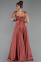 Zimtfarben Abendkleid Satin Lang ABU5136