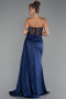 Abendkleid Lang Satin Marineblau ABU5288