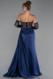 Abendkleid Lang Satin Marineblau ABU5288